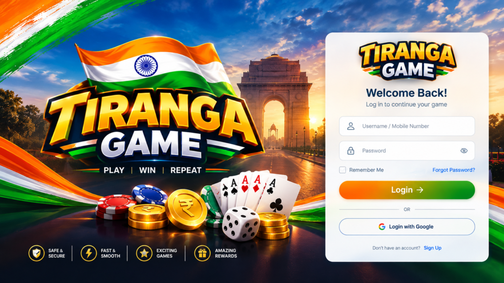 Tiranga game login form